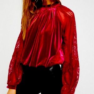 Embroidered Sheer Sleeve Top